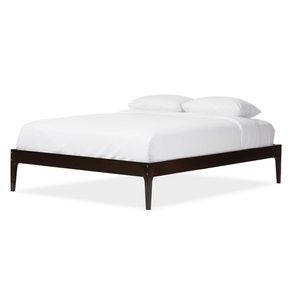 Baxton Studio Bentley Cappuccino Finishing Solid Wood Queen Size Bed Frame 125-6923